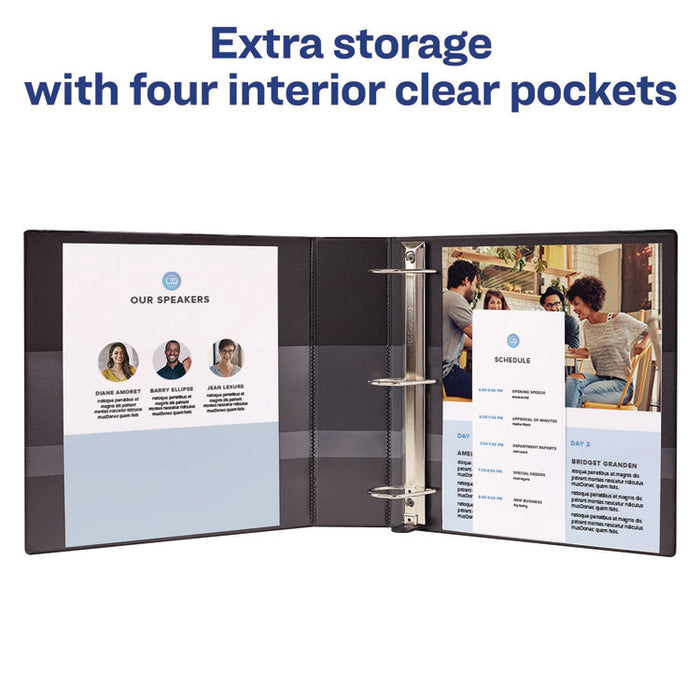 Heavy-Duty View Binder with DuraHinge and One Touch EZD Rings, 3 Rings, 2" Capacity, 11 x 8.5, Black
