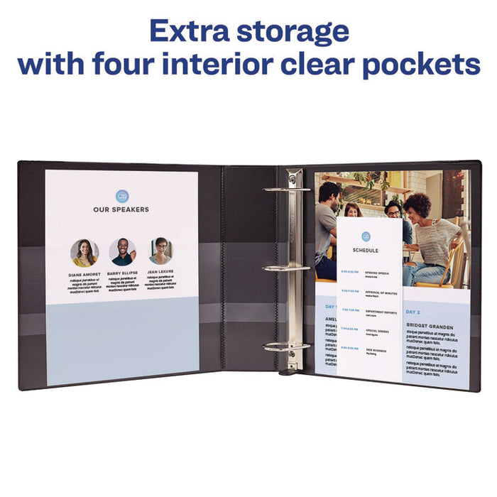 Heavy-Duty View Binder with DuraHinge and Locking One Touch EZD Rings, 3 Rings, 3" Capacity, 11 x 8.5, Black