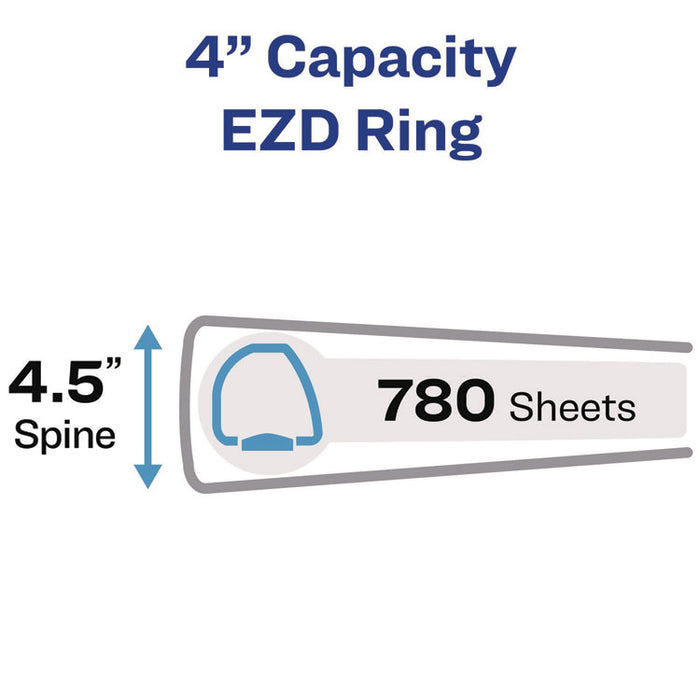 Heavy-Duty View Binder with DuraHinge and Locking One Touch EZD Rings, 3 Rings, 4" Capacity, 11 x 8.5, Navy Blue