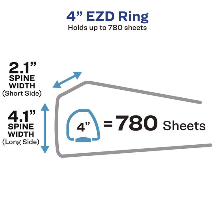 Heavy-Duty Non-View Binder with DuraHinge and Locking One Touch EZD Rings, 3 Rings, 4" Capacity, 11 x 8.5, Blue