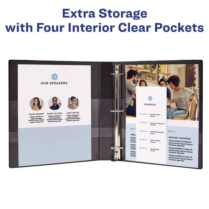 Heavy-Duty Non-View Binder with DuraHinge and One Touch EZD Rings, 3 Rings, 1.5" Capacity, 11 x 8.5, Black