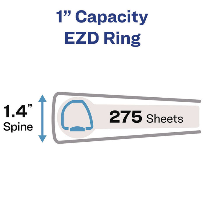 Heavy-Duty Non-View Binder with DuraHinge and One Touch EZD Rings, 3 Rings, 1" Capacity, 11 x 8.5, Black