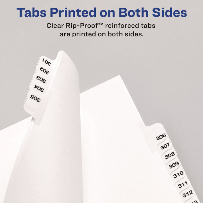 Preprinted Legal Exhibit Side Tab Index Dividers, Avery Style, 10-Tab, 7, 11 x 8.5, White, 25/Pack