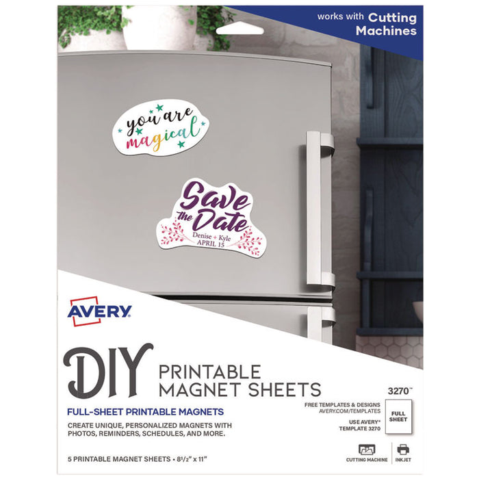 Printable Magnet Sheets, 8.5 x 11, White, 5/Pack