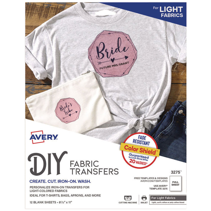 Fabric Transfers, 8.5 x 11, White, 12/Pack