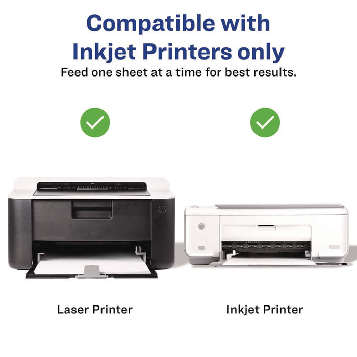 Photo-Quality Printable Postcards, Inkjet, 74 lb, 4.25 x 5.5, Glossy White, 100 Cards, 4 Cards/Sheet, 25 Sheets/Pack