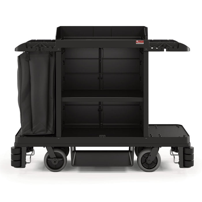 Premium Housekeeping Cart, Plastic, 1 Shelf, 24 x 62.13 x 49.75, Black
