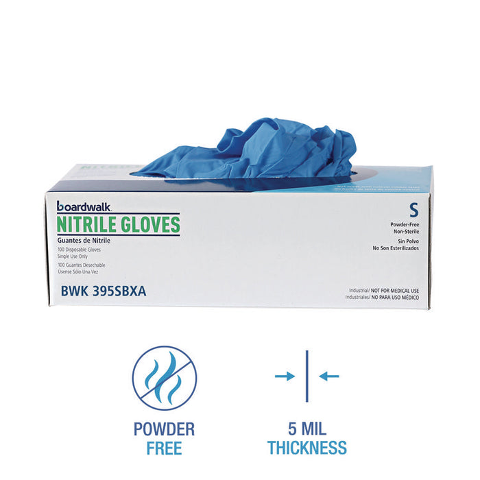 Blue Disposable Nitrile Gloves, 380 Series, Powder-Free, Medium, 4 mil Thick, 9.5" Long, Blue, 100/Box, 10 Boxes/Carton
