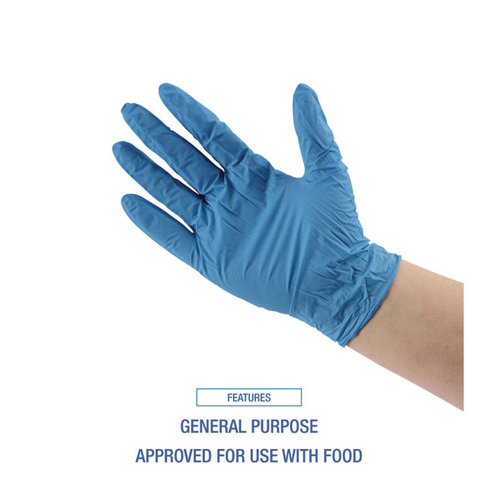 395 Series Disposable General-Purpose Nitrile Gloves, Powder-Free, Small, 5 mil Thick, 9.5" Long, Blue, 100/Box, 10 Boxes/CT
