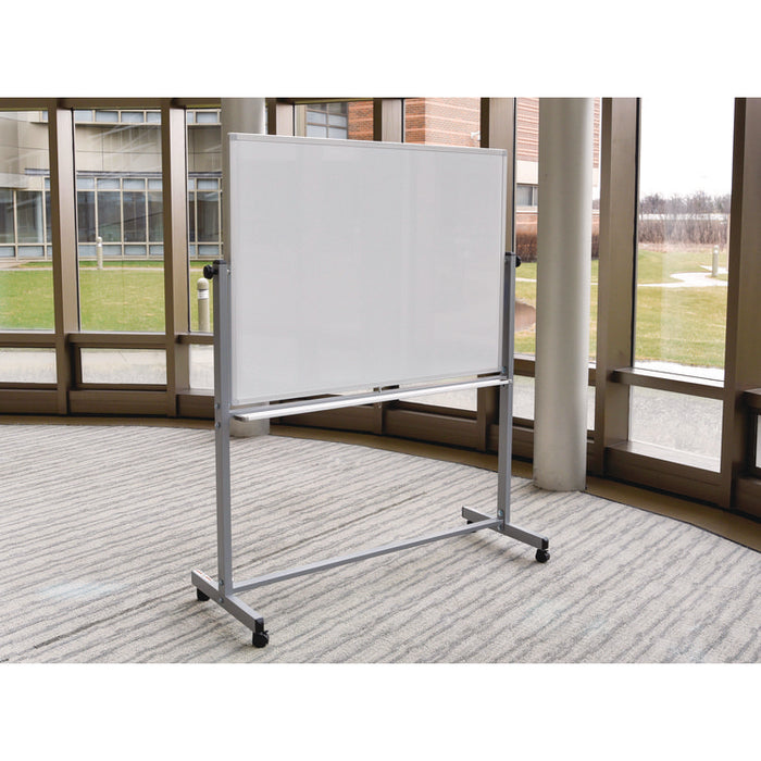 Mobile Magnetic Whiteboard, 36" x 24", White Surface, Silver Aluminum Frame