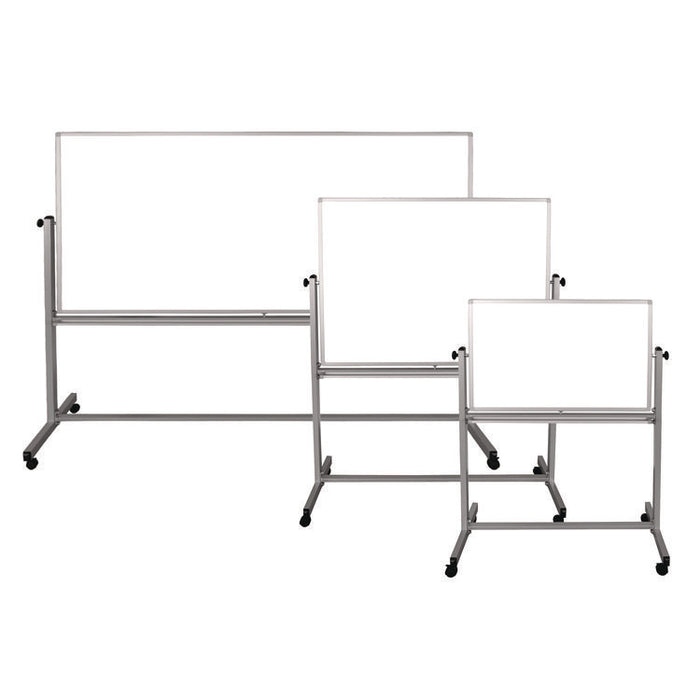 Mobile Magnetic Whiteboard, 36" x 24", White Surface, Silver Aluminum Frame