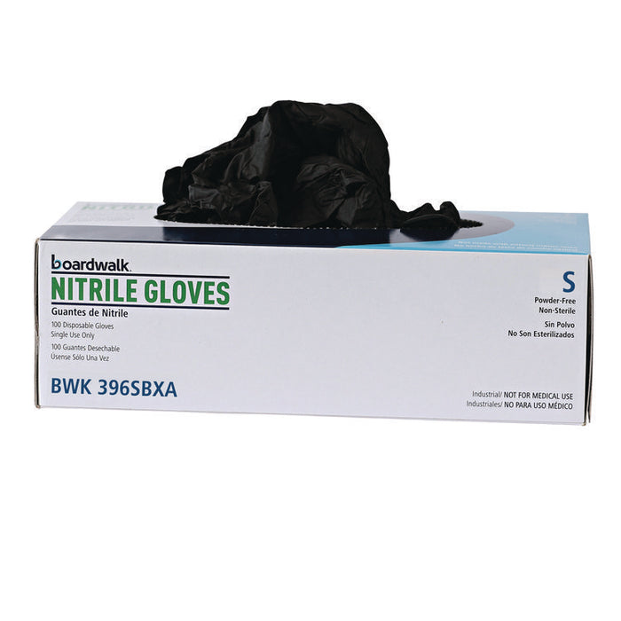396 Series Disposable General-Purpose Nitrile Gloves, Powder-Free, Small, 4.4 mil Thick, 9.5" Long, Black, 100/BX, 10 BX/CT