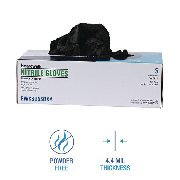 396 Series Disposable General-Purpose Nitrile Gloves, Powder-Free, Small, 4.4 mil Thick, 9.5" Long, Black, 100/BX, 10 BX/CT