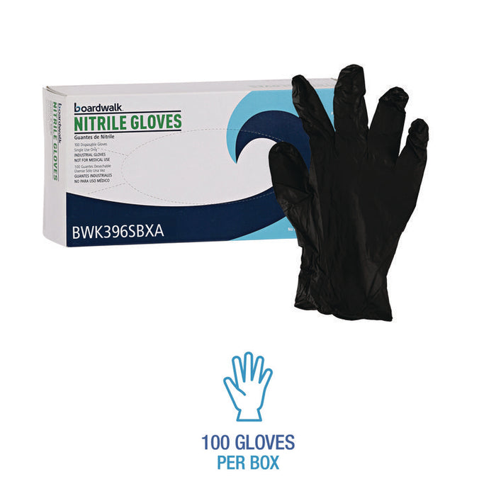 396 Series Disposable General-Purpose Nitrile Gloves, Powder-Free, Small, 4.4 mil Thick, 9.5" Long, Black, 100/Box