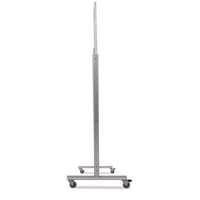 Mobile Magnetic Glass Dry Erase Board, 60" x 40", White Surface, Silver Aluminum Frame