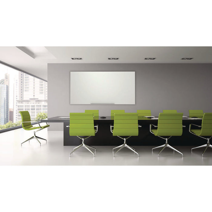 Magnetic Wall-Mounted Glass Board, 48" x 36", White Surface, Silver Aluminum Frame