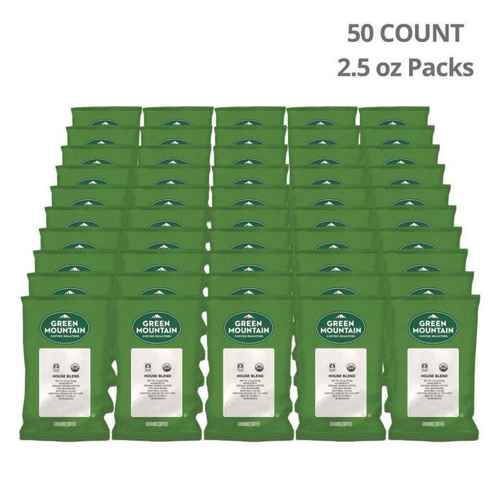 Fair Trade Organic House Blend Coffee, Fractional Packs, 2.5 oz, 50/Carton