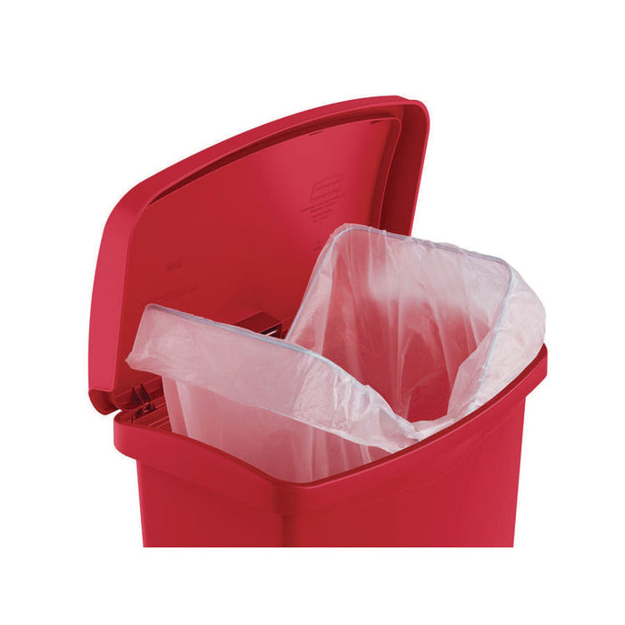 Streamline Resin Step-On Container, Front Step Style, 18 gal, Polyethylene, Red