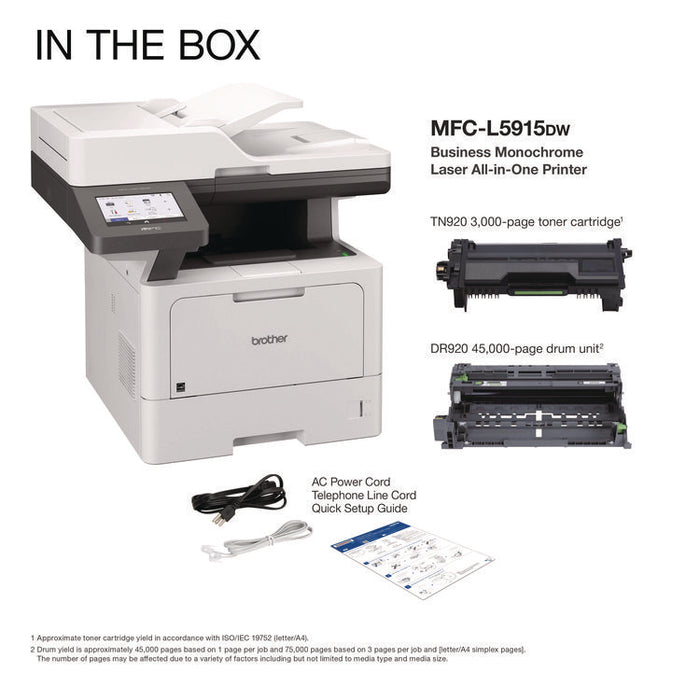 MFC-L5915DW Business Monochrome AIO Laser Printer, Copy/Fax/Print/Scan