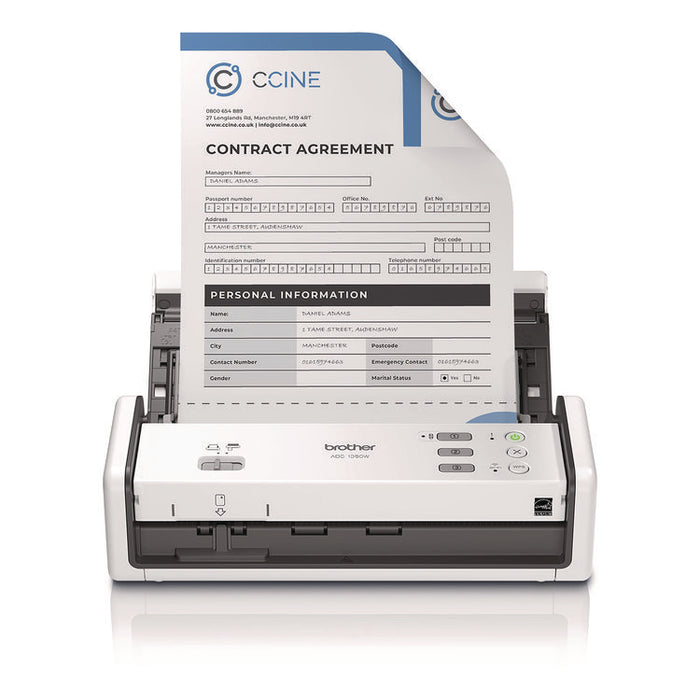 ADS-1350W Compact Desktop Scanner, 600 dpi Optical Resolution, 20-Sheet Duplex Auto Document Feeder