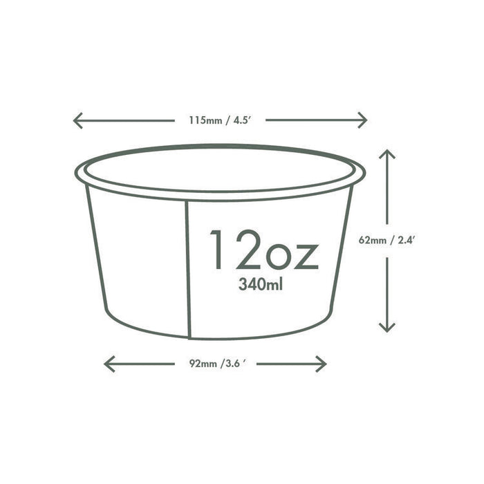 Soup Containers, 12 oz, 4.5" Diameter x 2.5" h, White/Green, Paper, 500/Carton