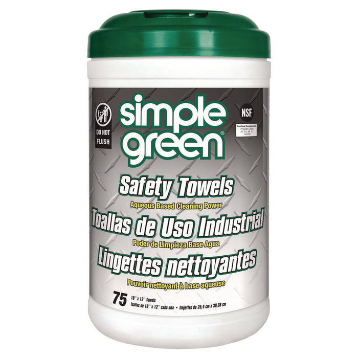 Safety Towels, 1-Ply, 10 x 12, White, Unscented, 75/Canister