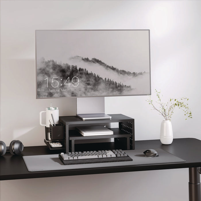 Pegboard Riser, For 32" Monitors, 15.9 x 11.8 x 7.3, Black, Supports 20 lbs