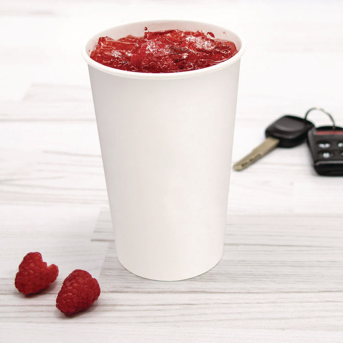 Double Sided Poly (DSP) Paper Cold Cups, 16 oz, White, 50 Cups/Sleeve, 20 Sleeves/Carton