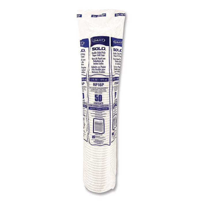Double Sided Poly (DSP) Paper Cold Cups, 16 oz, White, 50 Cups/Sleeve, 20 Sleeves/Carton