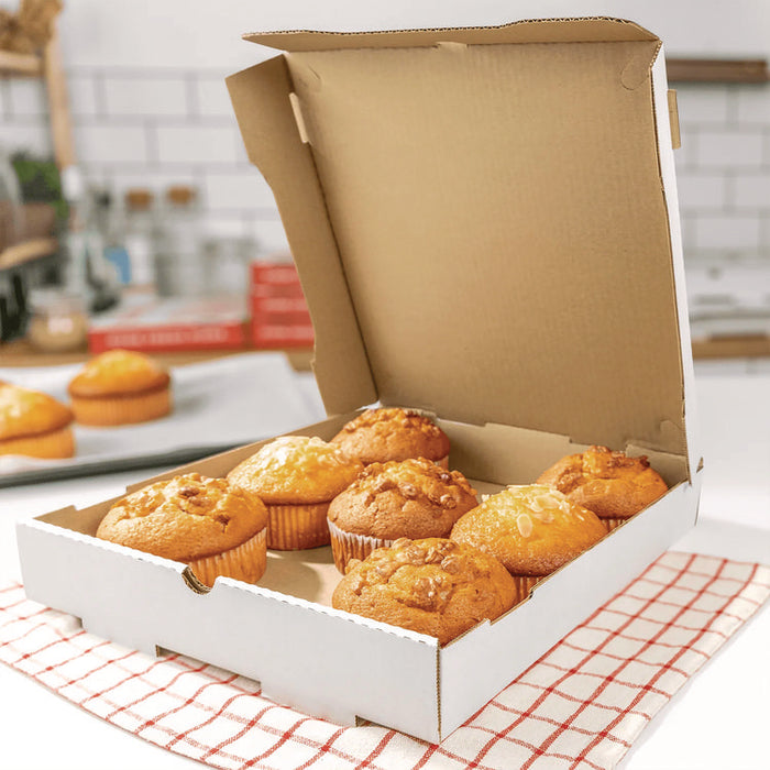 Corrugated Pizza Boxes, 12 x 12 x 1.97, White/Brown, 50/Carton