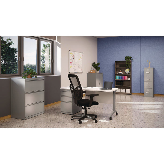 Alera Modern Teacher Series Pedestal Desk, Left-Side Pedestal: Box/Box/File, 60" x 24" x 28.75", White/Silver