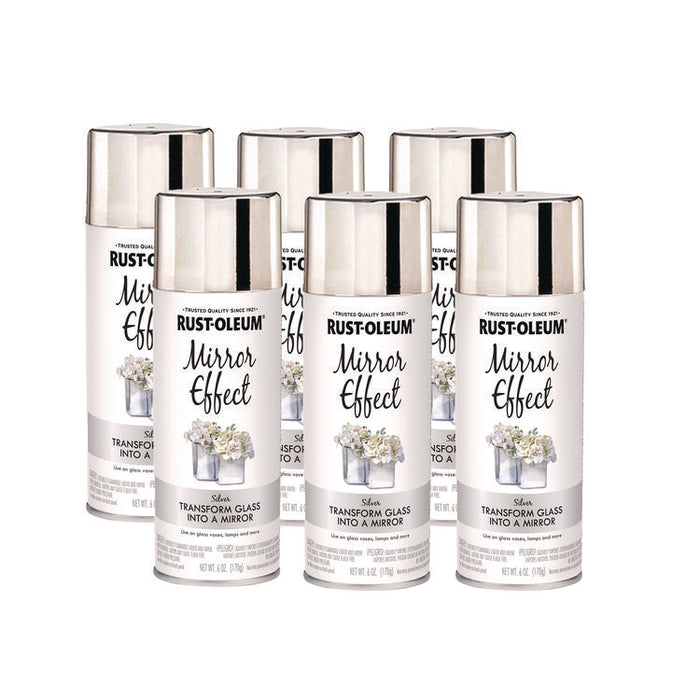 Specialty Mirror Effect Spray Paint, High Gloss Mirror, 6 oz Aerosol Can, 6/Carton