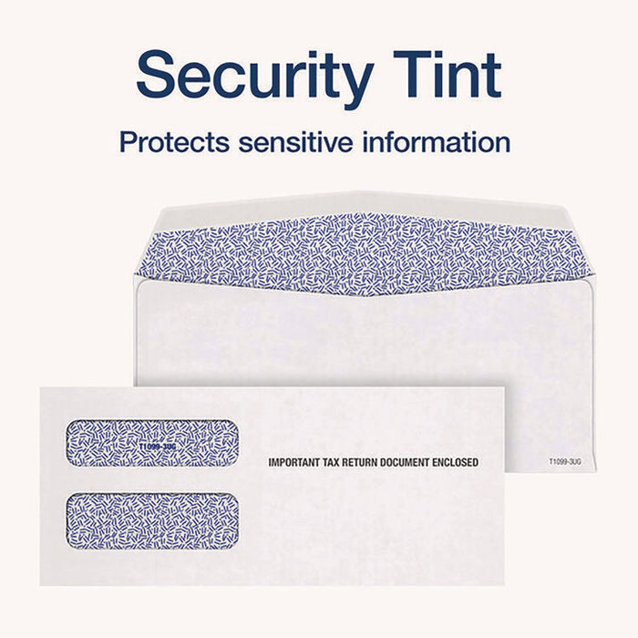 3-Up 1099-NEC Gummed Seal Double-Window Security Tint Envelopes, Commercial Flap, 8.75 x 3.75, White, 24/Pack