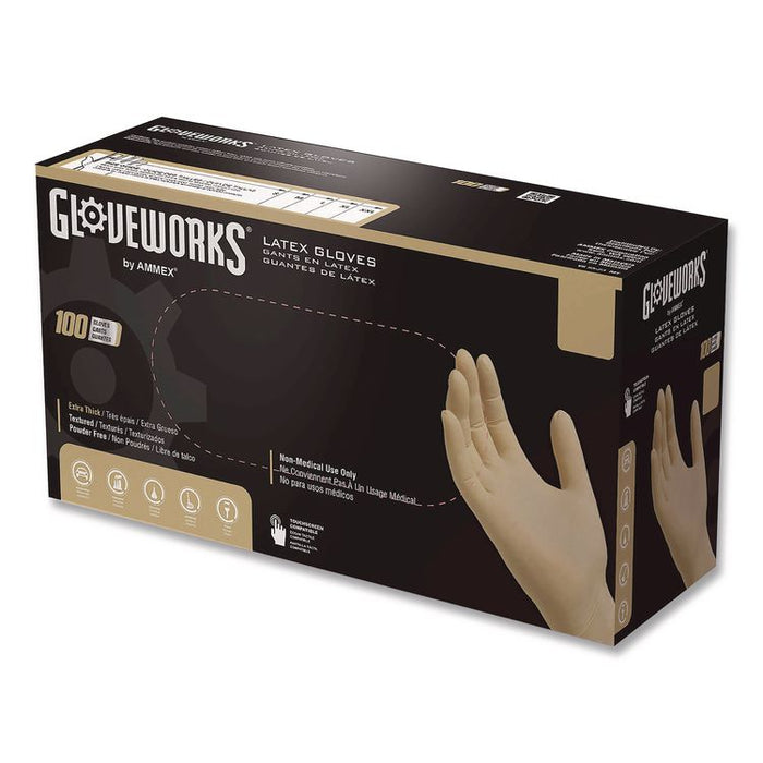 Extra Thick Latex Disposable Gloves, Powder-Free, Small, 6 mil Thick, 9.5" Long, Ivory, 100/Box, 10 Boxes/Carton