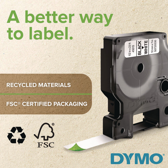 D1 Standard Labels, 0.75" x 23 ft, Black Print on Clear Tape