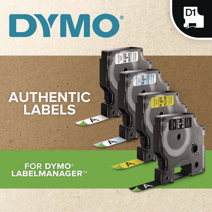 D1 Standard Labels, 0.75" x 23 ft, Black Print on Clear Tape