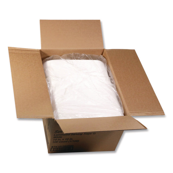 Laminated Foam Serving Tray, 18 x 14 x 2.18, White, 100/Carton