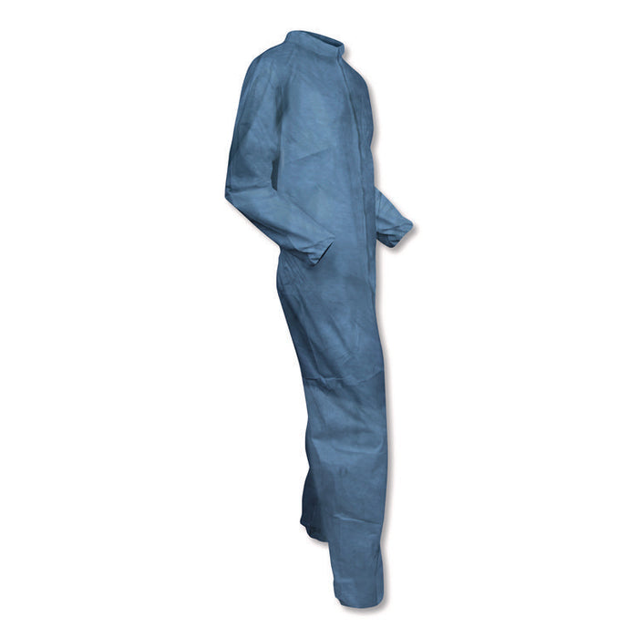 A65 Zipper Front Flame Resistant Coveralls, Hood/Elastic Wrists and Ankles, 3X-Large, Blue, 21/Carton