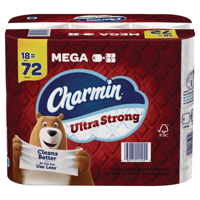 Ultra Strong Bathroom Tissue, Septic Safe, 2-Ply, White, 220 Sheets/Roll, 18 Rolls/Pack