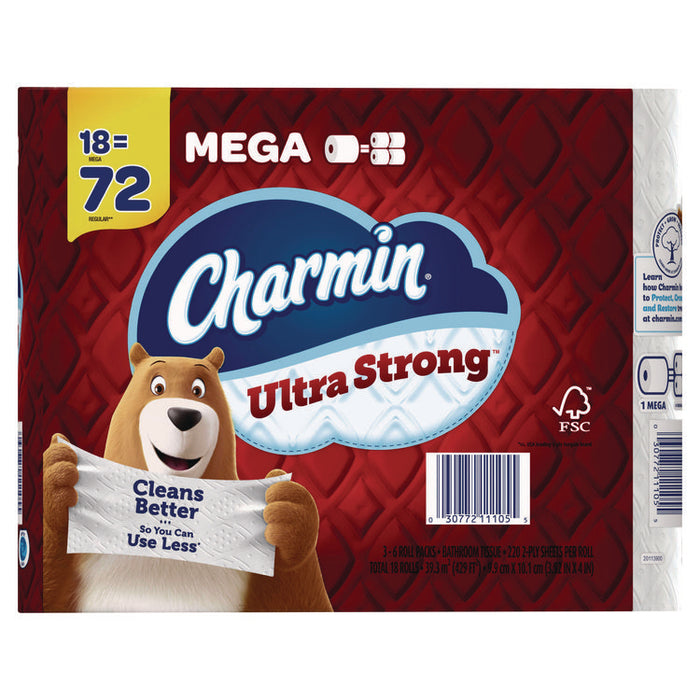 Ultra Strong Bathroom Tissue, Septic Safe, 2-Ply, White, 220 Sheets/Roll, 18 Rolls/Pack
