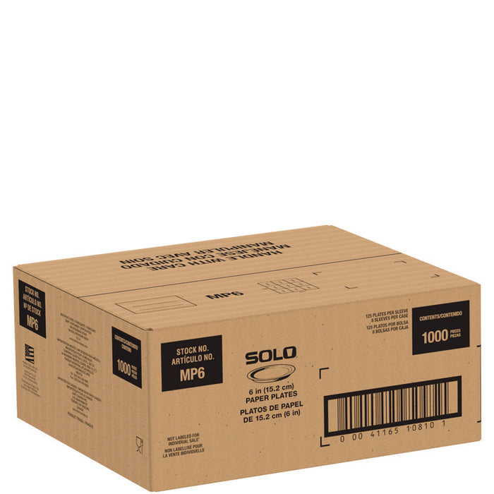 Compostable Paper Dinnerware, ProPlanet Seal, Plate, 6" dia, White, 1,000/Carton