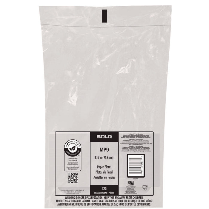 Compostable Paper Dinnerware, ProPlanet Seal, Plate, 8.5" dia, White, 500/Carton