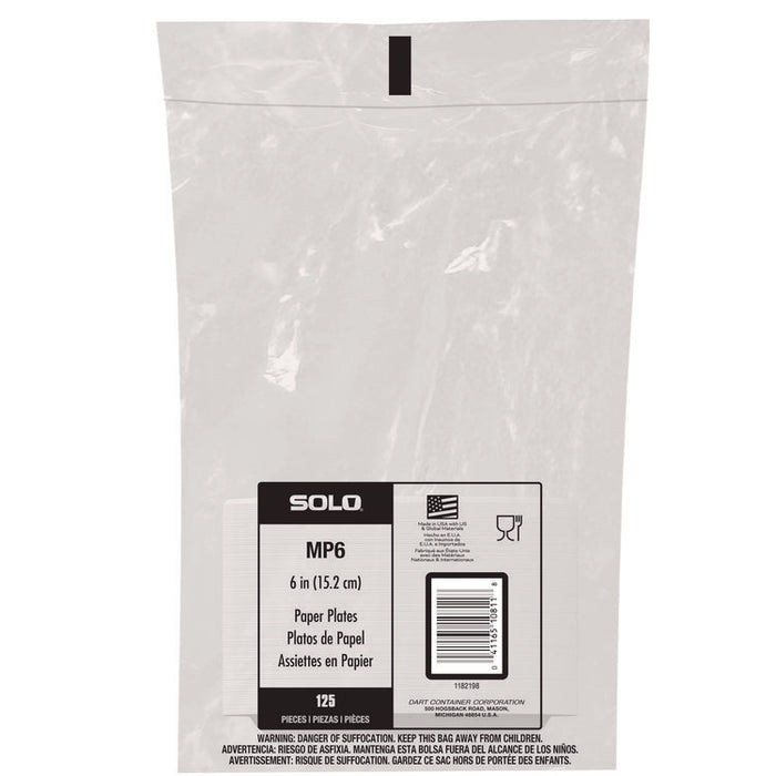 Compostable Paper Dinnerware, ProPlanet Seal, Plate, 6" dia, White, 125/Pack