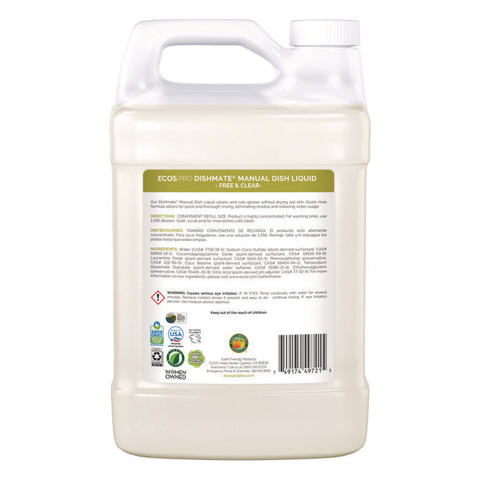 Dishmate Manual Dish Liquid, Unscented, 128 oz Bottle
