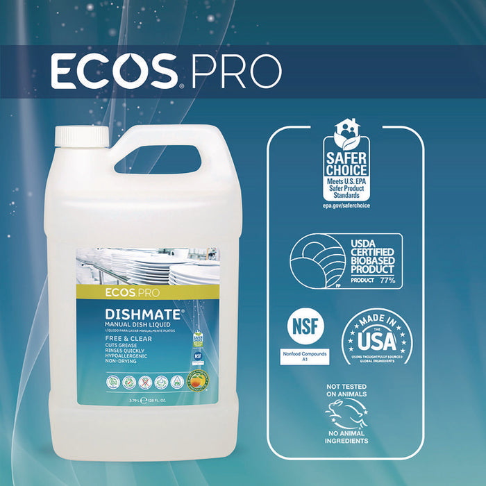 Dishmate Manual Dish Liquid, Unscented, 128 oz Bottle