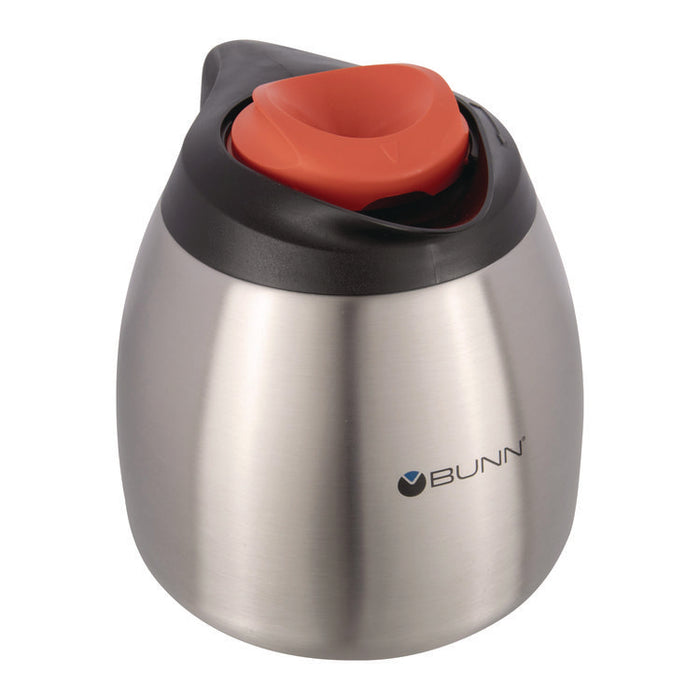 Decaf Thermal Carafe, 64 oz, Stainless Steel/Black/Orange