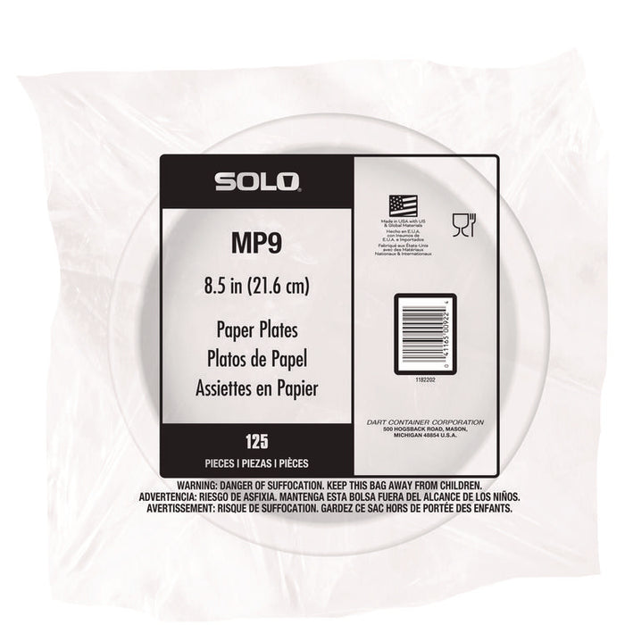 Compostable Paper Dinnerware, ProPlanet Seal, Plate, 9" dia, White, 250/Carton