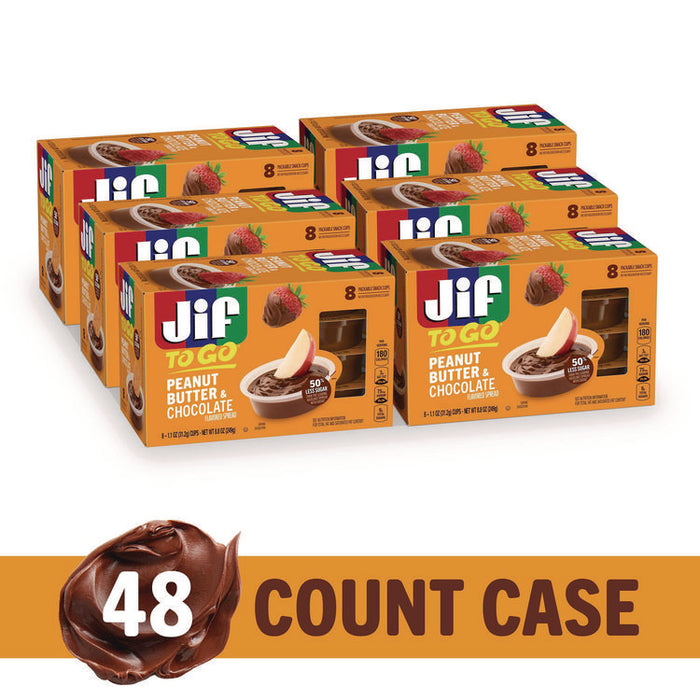 Chocolate Peanut Butter, Chocolate, 1.1 oz Cups, 8 Cups/Pack, 6 Packs/Carton