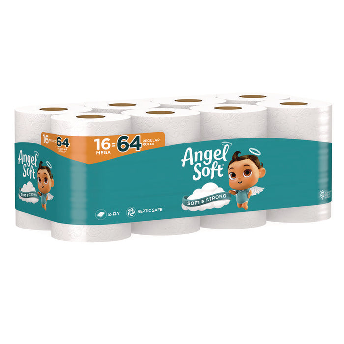Mega Toilet Paper, Septic Safe, 2-Ply, White, 320 Sheets/Roll, 16 Rolls/Pack