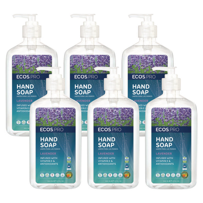 Liquid Hand Soap, Lavender Scent, 17 oz, 6/Carton